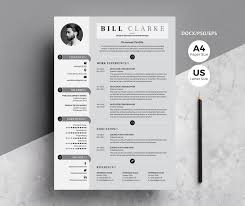 Modern Resume Cv With Cover Letter By Whitegraphic On Creativemarket Graphicdesign Art Design Illustra Lettering One Page Resume Creative Resume Templates