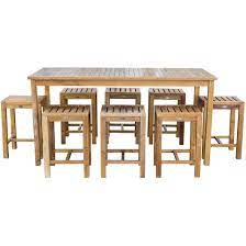 Outdoor counter height table for 8. 9 Piece Teak Wood Antigua Patio Counter Height Bistro Set With 71 Rectangular Table And 8 Stools By Chic Teak Only 2 708 73