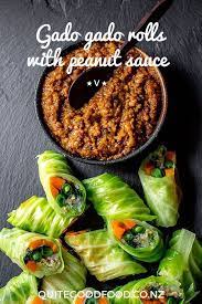 Balinese Style Gado Gado Rolls With Sweet And Spicy Home Made Peanut Sauce Are A Great Vegan Side Dish O Makanan Vegetarian Resep Vegetarian Masakan Vegetarian