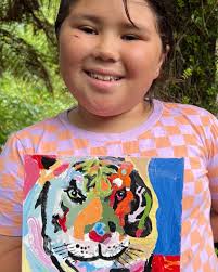 Second painting. Great effort. Looking forward to Leila continuing with  more art projects next year. I am taking enrolments for after school@art  classes from now on. This week@is our last week before