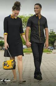Black And Yellow Outfits For Couples African Couple S Clothing African Couple S Wears Etsy In 2020 African Attire African Shirts African Men Fashion
