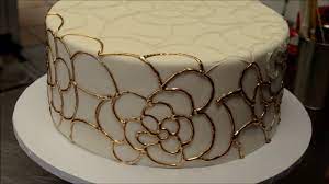 Wedding Cake Gold Piping Tutorial Youtube