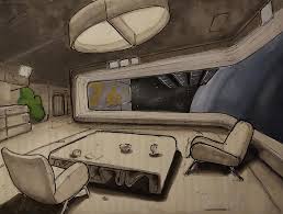 The station's lounge bar, level 76 - from my sketchbook. : r/scifi