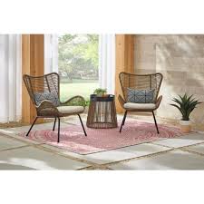 Hampton Bay Clover Brook 3 Piece Wicker Outdoor Patio Conversation Seating Set With Bei In 2020 Favorite Outdoor Furniture Outdoor Furniture Sets Outdoor Wicker Chairs