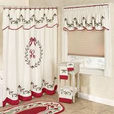 Holly Wreath Embroidered Holiday Shower Curtain Christmas Bathroom Decor Holiday Shower Curtains Christmas Shower Curtains