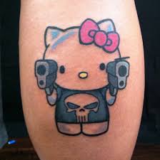 Hello kitty tattoos are an awesome way to show off our hello kitty pride!. Punisher Kitty The Cutest Most Creative Hello Kitty Tattoos Popsugar Tech Photo 25
