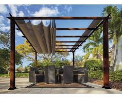 Pergola luxembourg / pergola évolutive: Pergola En Aluminium Pavillon Sojag Florida 11x11 Avec Voile D Ombrage Reglable 320x320 Cm Cocoa Aspect Bois Hornbach Luxembourg