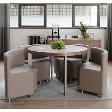 The dining tables are available in a plethora of materials too like with glass top, wood top, cane top, plastic and so on. Rotunda 4 Seater Dining Table Set Walnut And Stone Inwithit