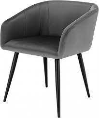 Meridian furniture gianna 19.5h velvet dining chair in navy. Velvet Kitchen Chair With Armrests Retro Design Woltu Eu