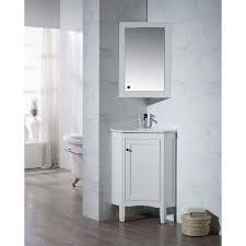 Get trade quality cabinets & other bathroom furniture at low prices. Stufurhome Ty 650pw Monte White 25 Inch Corner Bathroom Vanity With Medicine Cabinet