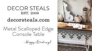 Outdoor art ideal for patio, poolside or landscape. Metal Scalloped Edge Console Table Vintage Farmhouse Decor Steals