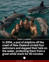 In New Zealand, four swimmers found themselves face-to-face with a GREAT WHITE SHARK. But just as hope seemed lost... Dolphins appeared and formed a tight circle around them! For 40 MINUTES, these