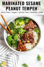 Marinated Sesame Peanut Tempeh Vegan Recipe Tempeh Recipes Vegan Tempeh Recipes Vegan Dinner Recipes