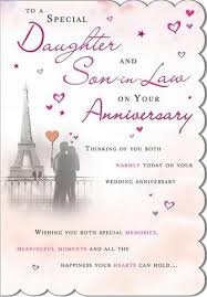 Congratulations to the most wonderful couple, who brightens up our lives every day. Daughter And Son In Law Anniversary Card First Wedding Anniversary Quotes Happy Anniversary Quotes Happy Anniversary Cards