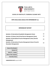 An industrial training report should be prepared for each period of approved employment. Internship Report Taylor S University Industrial Training System