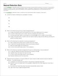 Natural Selection Quiz Natural Selection Biology Lessons Quiz