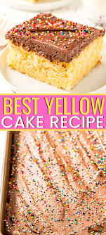 Yellow Cake And Chocolate Frosting Are Such A Popular Birthday Cake Combination My Family Loves This Yellow Sheet Cake Recipe Yellow Cake Recipe Cake Recipes