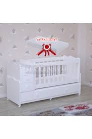 garaj home buyuyen besik yatak beyaz hediyeli mdf citali karyola 5 cekmeceli fiyati yorumlari trendyol