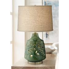 Green Leaves Glaze Ceramic Table Lamp With Nightlight 68r19 Lamps Plus In 2020 Ceramic Table Lamps Green Table Lamp Ceramic Table