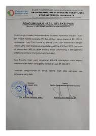 Berikut ini contoh surat lamaran kerja yang baik dan benar serta menarik perhatian yang dapat anda gunakan dalam tema maupun format penulisan surat. Kelulusan Pmb 2019 2020 Gelombang I Ak Tekstil Solo