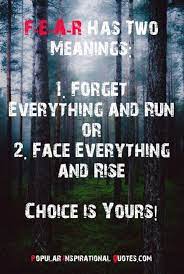 The choice is yours. — zig ziglar. Fear Quotes With Motivational Images Fear Quotes Fear Has Two Meanings Motivational Images