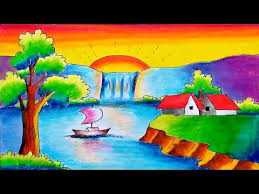 How To Draw Easy Scenery Easy Scenery Drawing Step By Step Youtube Easy Drawings Easy Scenery Drawing Oil Pastel Drawings Easy