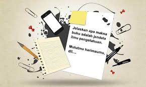 Kubu sebelah rak bukunya isinya sincan dan doraemon. Slogan Buku Adalah Jendela Ilmu Pengetahuan Cara Golden