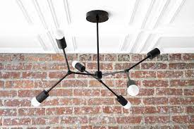 Modern Chandelier Black Mobile Light Mid Century Lighting Etsy Modern Bedroom Lighting Modern Chandelier Ceiling Light Covers