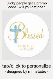 Cross Christening Or Baptism Blue Pink Favor Classic Round Sticker Zazzle Com Pink Favours Christening Custom Stickers