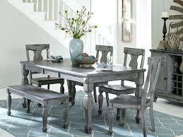 Rustic Dining Table Set 6 Piece Gray Weathered Kitchen Chairs Bench Rustic Grey Dining Table Wi Grey Dining Tables Wood Dining Table Grey Dining Room