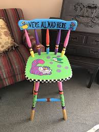 Whimsical Hand Painted Chair Alice In Wonderland And Mckenzie Child S Inspired My Latest Creation D Painted Kids Chairs Hand Painted Furniture Diy Kids Chair