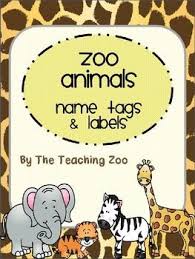 Editable Zoo Animals Name Tags Labels Jungle Safari Theme Zoo Animals Names Zoo Animals Theme