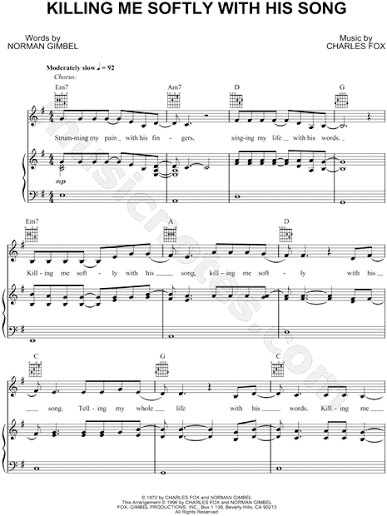 Fugees "Killing Me Softly with His Song" Sheet Music in G Major  (transposable) - Download & Print - SKU: MN0027304