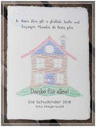 das kita haus von sommerweg com zarter druck mit personlicher widmung auf handgeschopftem buttenpapier schulkinder abschiedsgeschenk fur erzieherin kita
