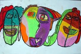 This is a really good beginning project for young artists but still has many challenges. Art Lesson Picasso Face Pastels