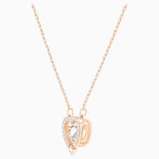 heart necklace white rose gold tone