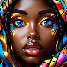 Inspired by Tysha Johnson abloh, hyper realistic colored pencil portrait of  a beautiful caramel tone African American plus size woman, wavy ombre hair,  riding piggy back