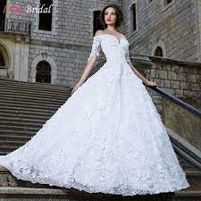 White Lace Wedding Dresses Turkey Lebanon With Half Sleeves Ball Gown 2017 Online Shop China Bridal White Lace Wedding Dress Wedding Dresses Lace Bridal Gowns