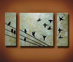 Diy Birds On A Wire Painting Birds On A Wire Only Smaller Birds Next Time Triptych Art 3 Canvas Paintings Canvas Painting