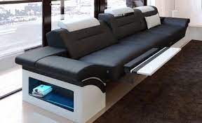 3 Sitzer Designersofa Monza Led In Den Farben Schwarz Weiss Modern Leather Sofa Sofa Leather Sectional Sofas