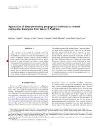 Pdf Application Of Deep Penetrating Geophysical Methods To Mineral Exploration Examples From Western Australia