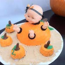 Was Asked To Make A Halloween Themed Baby Shower Cake This Is What I Came Up With Halloween Baby Shower Theme Halloween Baby Shower Baby Shower Party Gifts