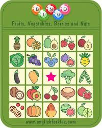 Fruits And Vegetables Bingo Game Teach English To Kids Bingo Games Bingo
