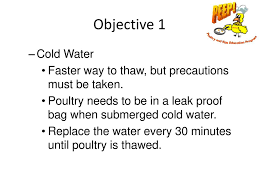 Objectives Identify Safe Thawing Methods For Poultry Ppt