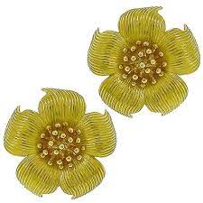 Tiffany Gold Magnolia Earrings Israel Rose Yellow Gold Earrings Studs Flower Earrings Diamond Earrings Online
