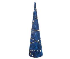 Winter Wonder Lane Blue Gold Velvet Star Cone Tree Big Lots Blue Christmas Decor Blue Christmas Tree Blue Christmas Tree Decorations