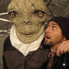 I found this other behind-the-scenes pic of the Bridge Troll in HELLBOY:  THE GOLDEN ARMY a little unsettling, lol.