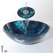 bathroom vanity round bowl dark blue