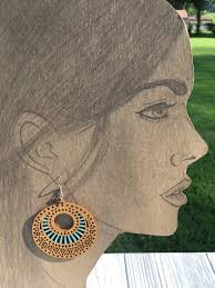 Geometric Mandala Wood Earrings, Lightweight Mandala Wood Earrings, Large  Mandala Dangle Wood Earrings, Wooden Earrings for Women