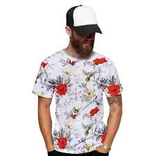 Camiseta Beija Flor Branca E Rosas Vermelhas Masculina Branco Netshoes